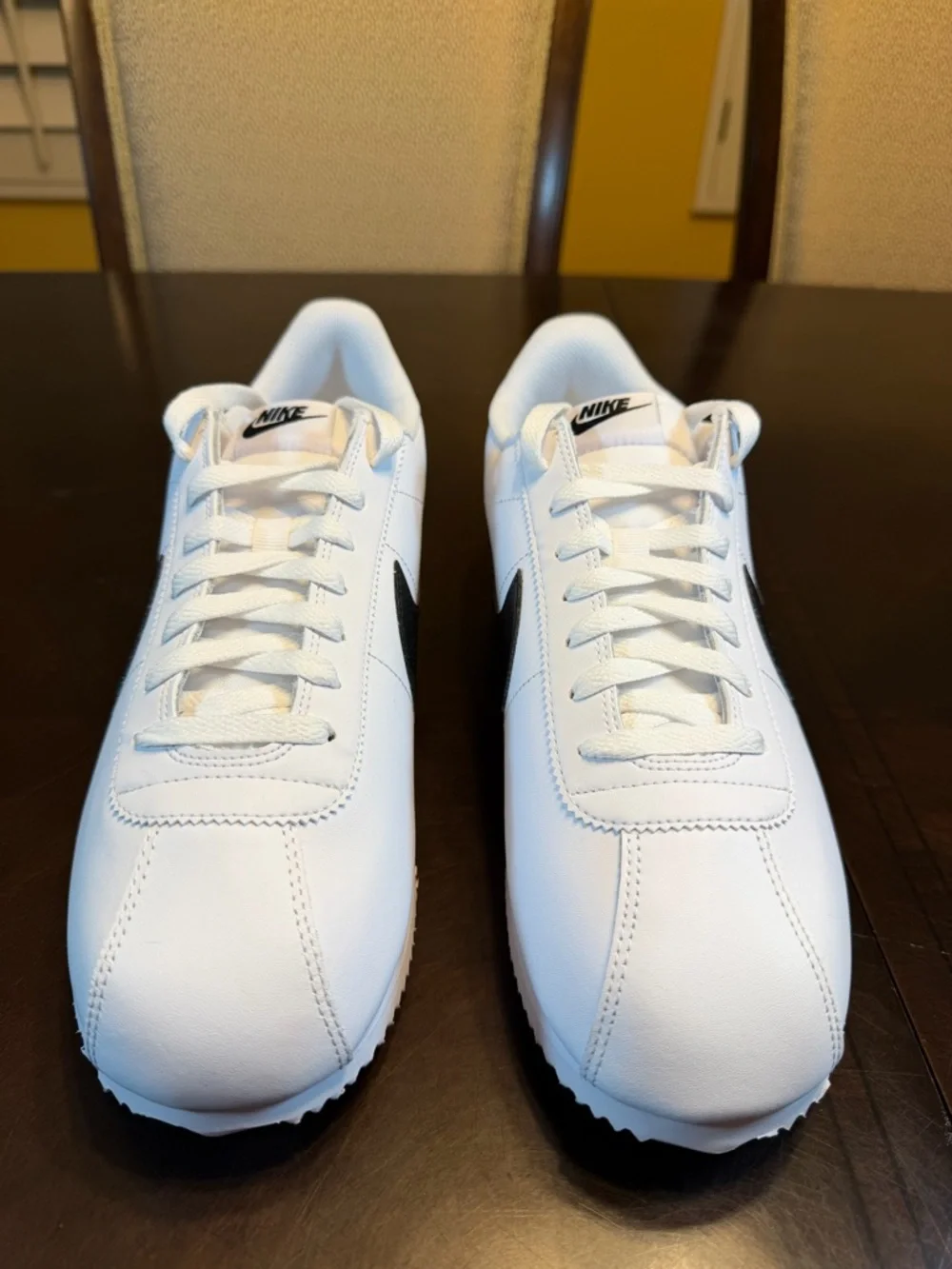 New Nike Cortez Leather White Black Sneaker Shoes Size US 12